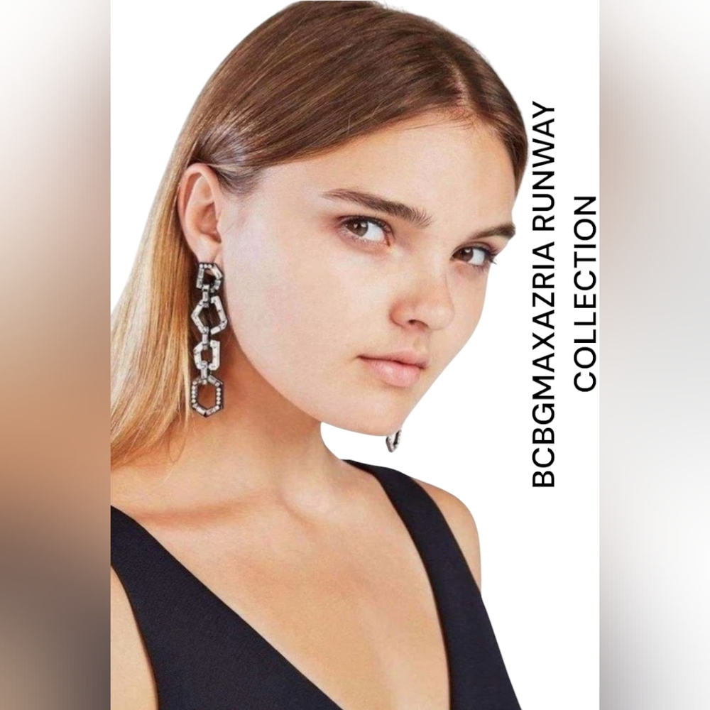 NEW BCBG MAXAZRIA Stone linked chain earings. RUNWAY COLLECTION